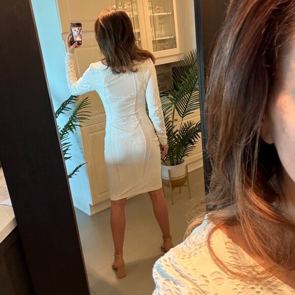 NEW White Long Sleeve Dress, REISS, US 6 - Picture 4 of 7